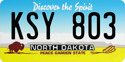 ND license plate KSY803