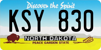 ND license plate KSY830