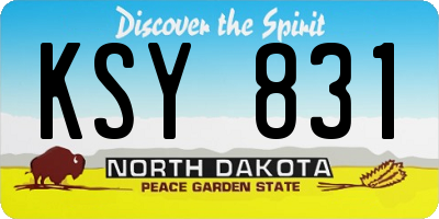 ND license plate KSY831