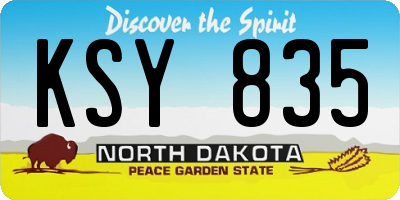 ND license plate KSY835