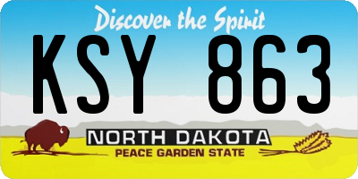ND license plate KSY863
