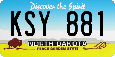 ND license plate KSY881