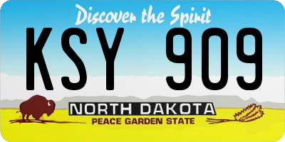 ND license plate KSY909