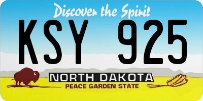 ND license plate KSY925