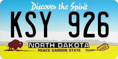 ND license plate KSY926