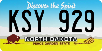ND license plate KSY929