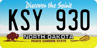 ND license plate KSY930