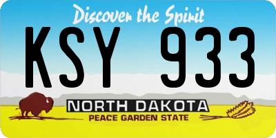 ND license plate KSY933