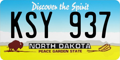 ND license plate KSY937