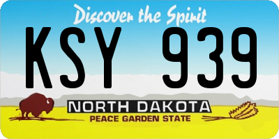 ND license plate KSY939