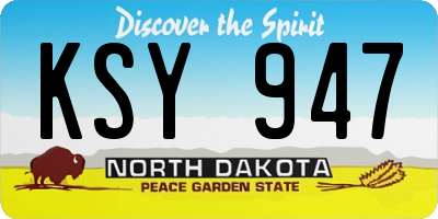 ND license plate KSY947