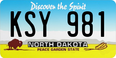 ND license plate KSY981