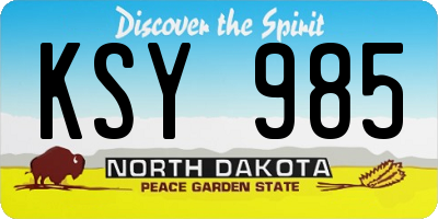 ND license plate KSY985