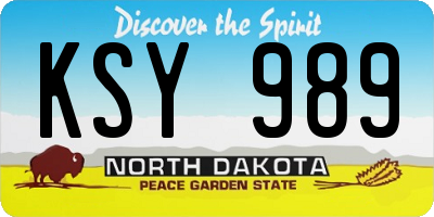 ND license plate KSY989