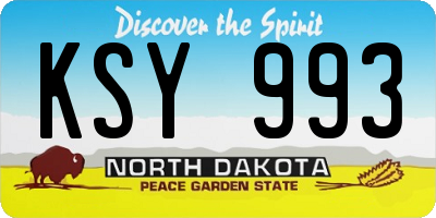 ND license plate KSY993