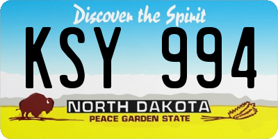 ND license plate KSY994