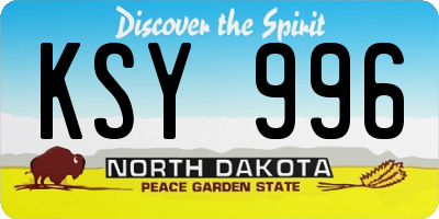 ND license plate KSY996