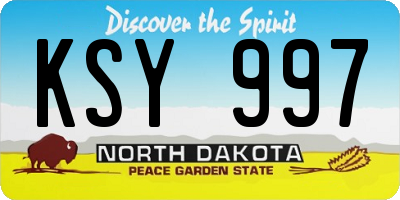 ND license plate KSY997