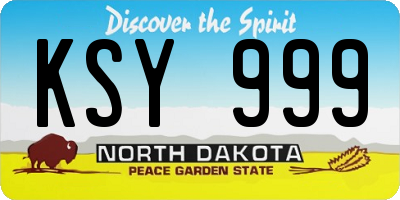 ND license plate KSY999