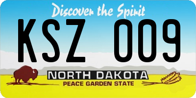 ND license plate KSZ009