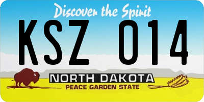 ND license plate KSZ014