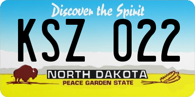 ND license plate KSZ022