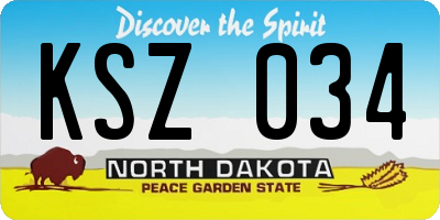 ND license plate KSZ034