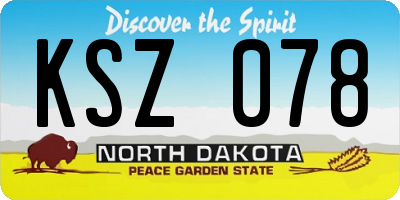 ND license plate KSZ078