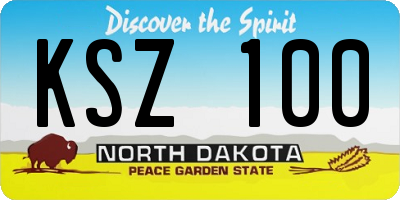 ND license plate KSZ100