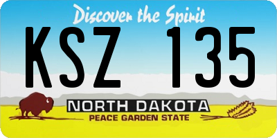 ND license plate KSZ135