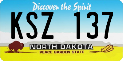 ND license plate KSZ137