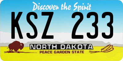 ND license plate KSZ233