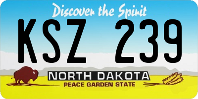 ND license plate KSZ239