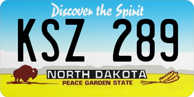 ND license plate KSZ289