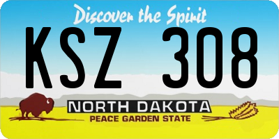 ND license plate KSZ308