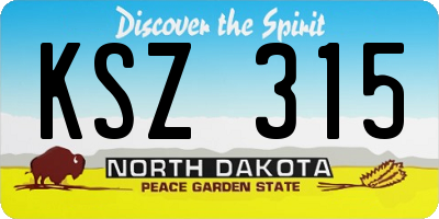 ND license plate KSZ315
