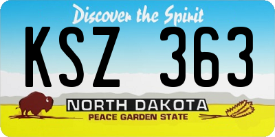 ND license plate KSZ363