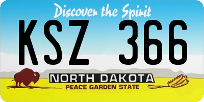 ND license plate KSZ366
