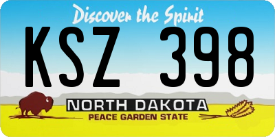 ND license plate KSZ398