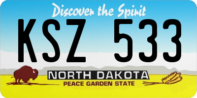 ND license plate KSZ533