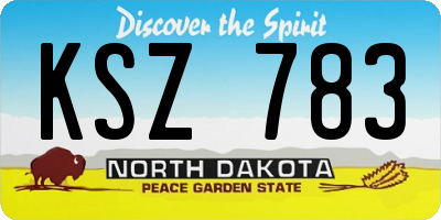 ND license plate KSZ783