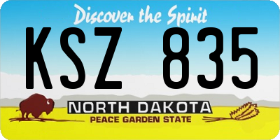 ND license plate KSZ835