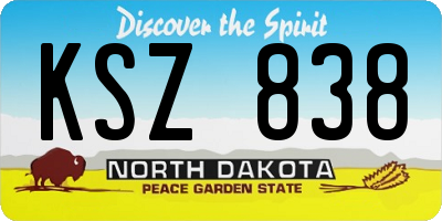ND license plate KSZ838