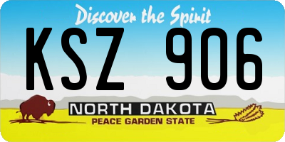 ND license plate KSZ906