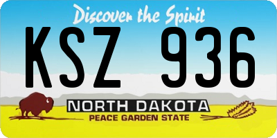 ND license plate KSZ936