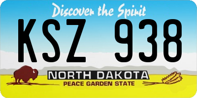 ND license plate KSZ938