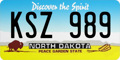 ND license plate KSZ989