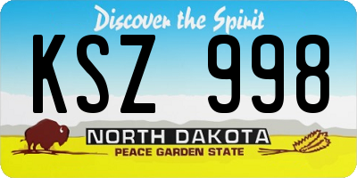 ND license plate KSZ998