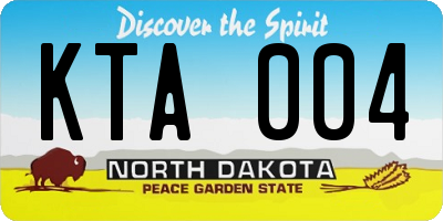 ND license plate KTA004