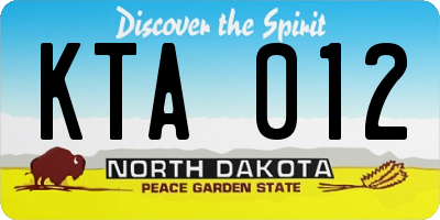 ND license plate KTA012